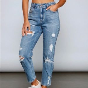 Chic Destruction High Rise Boyfriend Jeans size 13 (large)